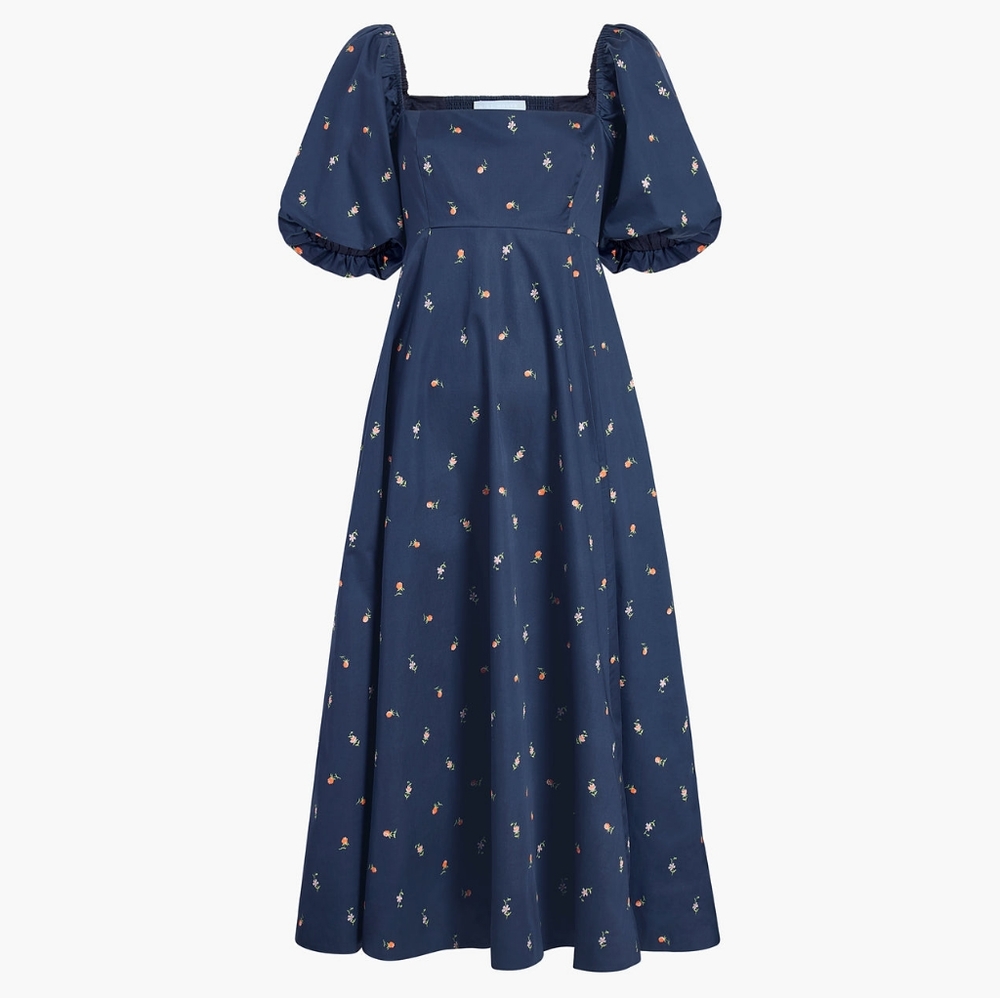 The Matilda Dress -  Petite Fleur In Navy Cotton Sateen Medium